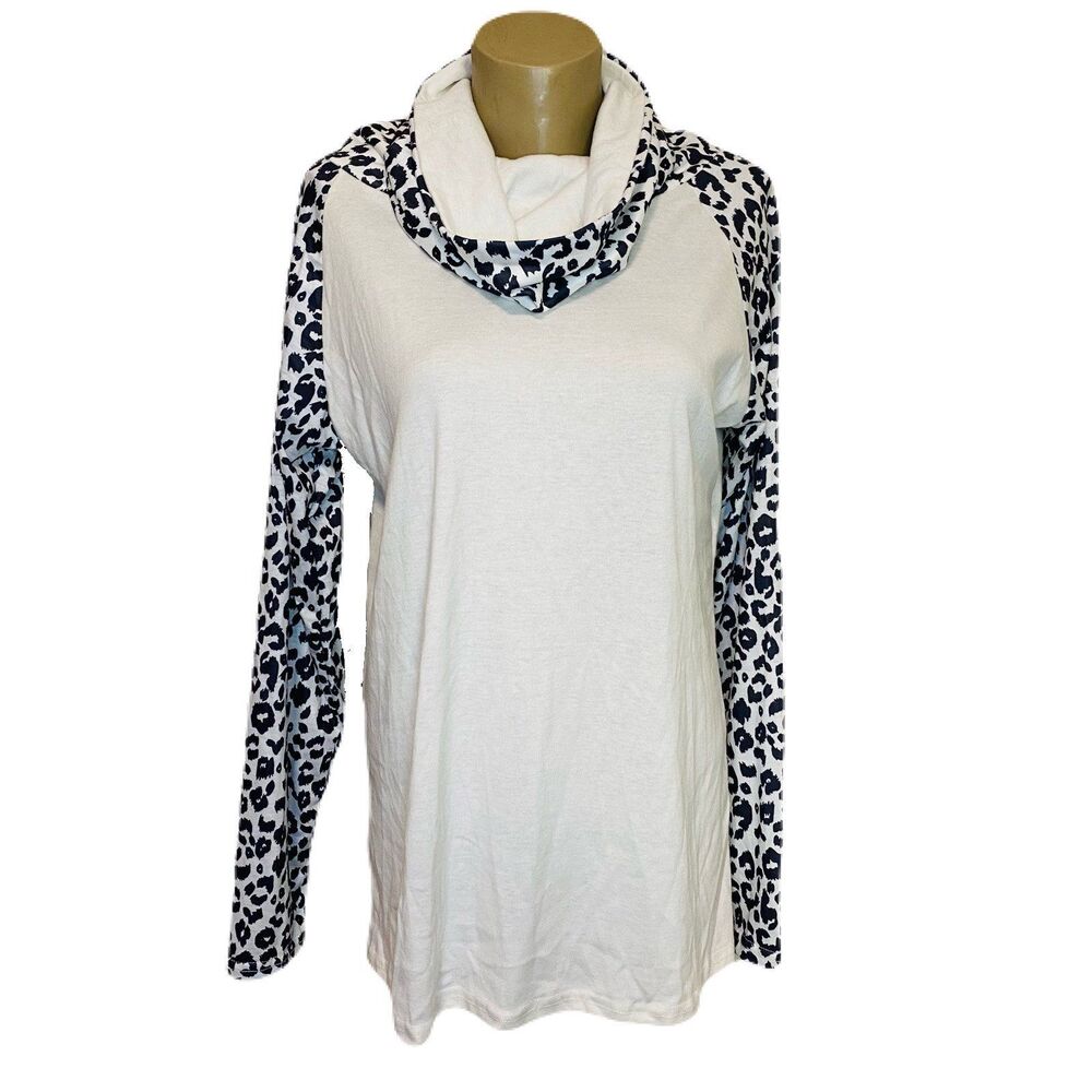 Leopard Print Cowl Neck Sweater Top (1093)